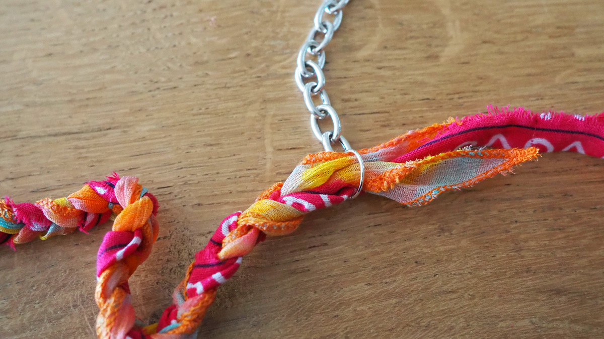 Collier tressé avec palmier en Améthyste et breloque argent 925 : Etape 5