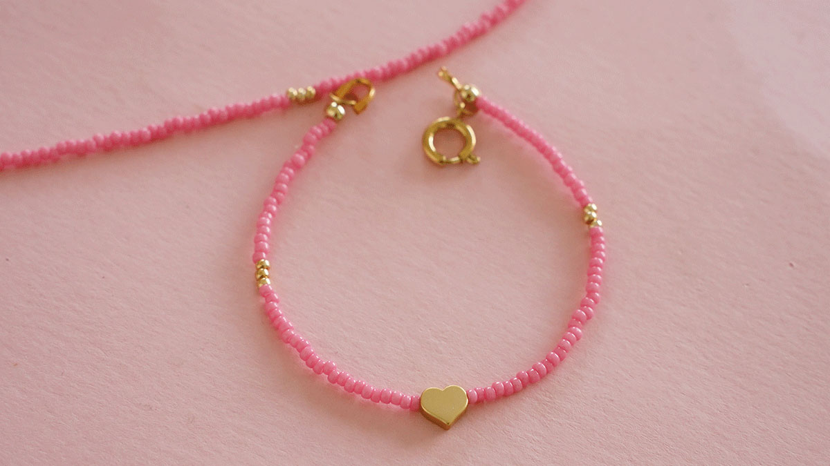 Parure de collier et bracelet rose en perles Miyuki : Etape 6 Parure de collier et bracelet rose en perles Miyuki : Etape 6