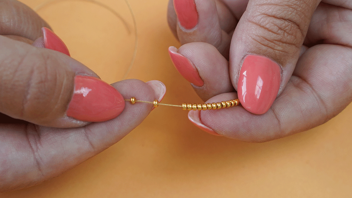 Ensemble de bracelets vert et doré en pierres naturelles : Etape 5