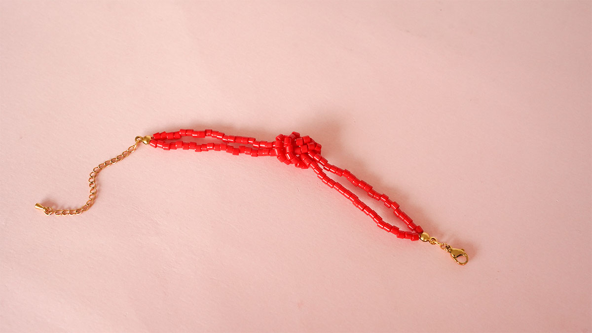 Bracelet en perle Miyuki Delica à nouer : Etape 10