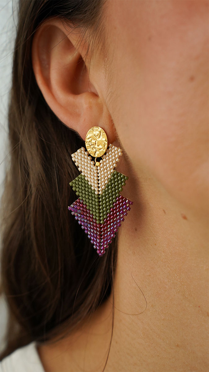 Schéma Boucles d'oreilles triangles tissées avec des perles Miyuki Delica