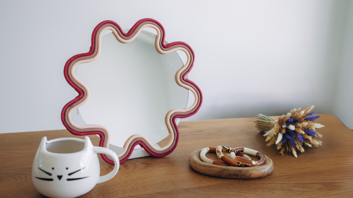 Miroir décoré en pâte polymère Cernit
