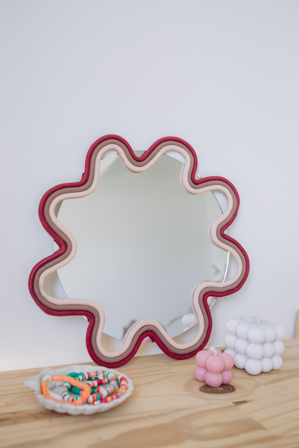 Miroir décoré en pâte polymère Cernit