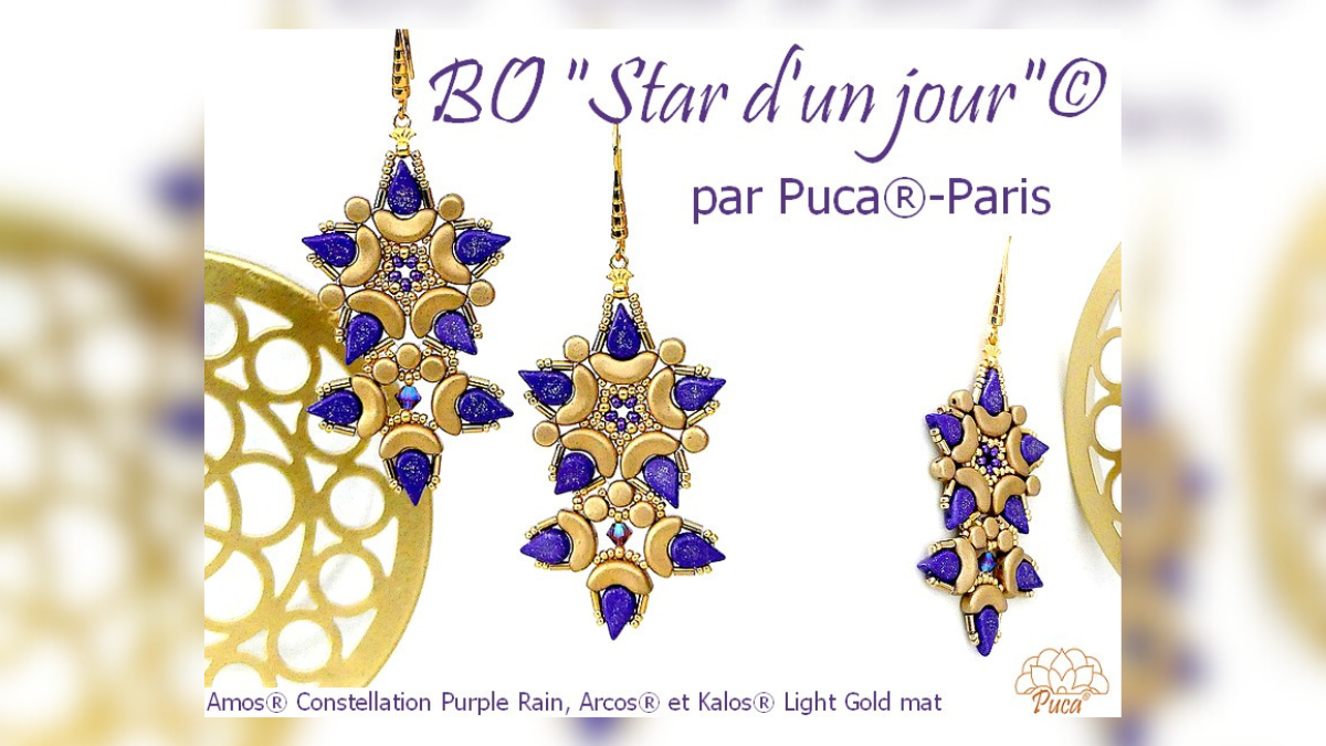 Schéma Boucles d'oreilles Star d'un jour par Puca® Schéma Boucles d'oreilles Star d'un jour par Puca®