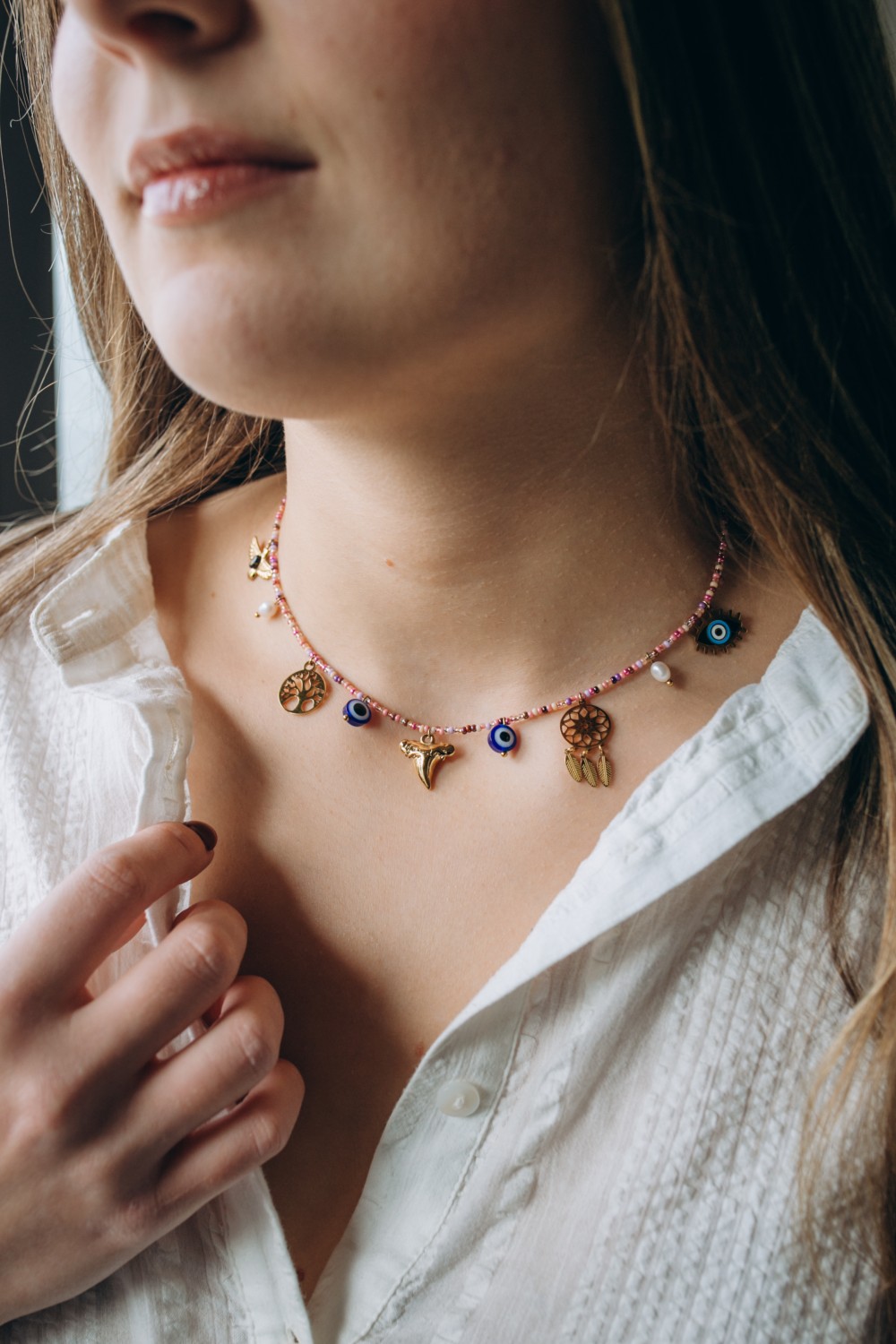 Schéma Collier charms en perles de rocailles