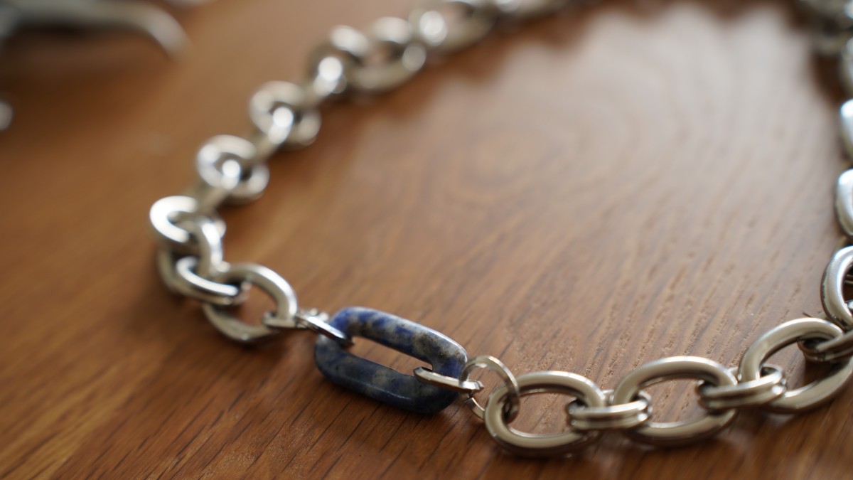 Bracelet et Collier grosse maille avec pierres naturelles : Etape 3