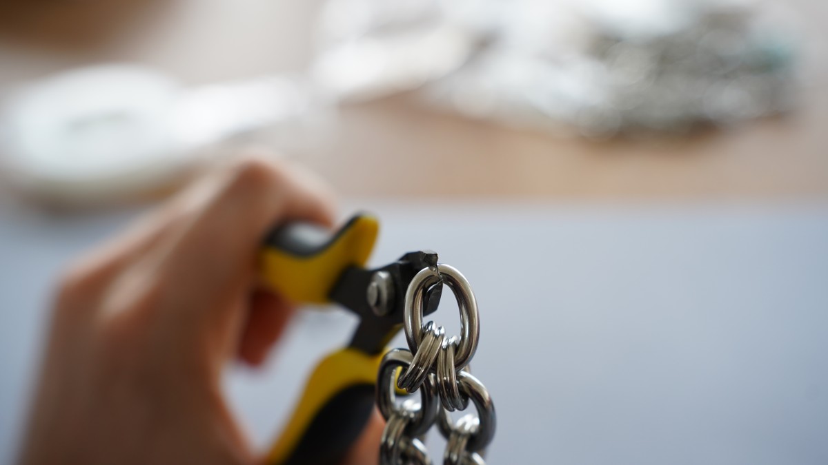 Bracelet et Collier grosse maille avec pierres naturelles : Etape 5