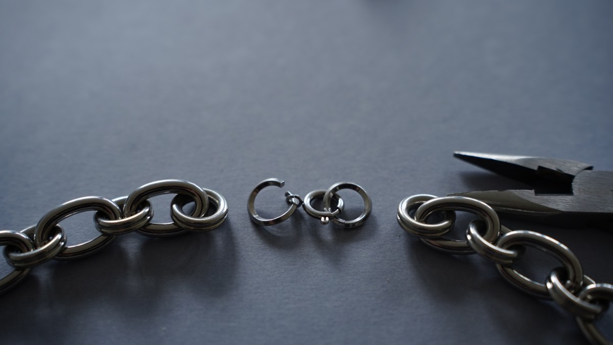 Bracelet et Collier grosse maille avec pierres naturelles : Etape 7