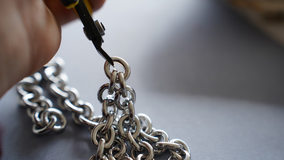 Bracelet et Collier grosse maille avec pierres naturelles : Etape 11