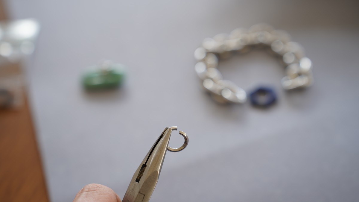 Bracelet et Collier grosse maille avec pierres naturelles : Etape 14