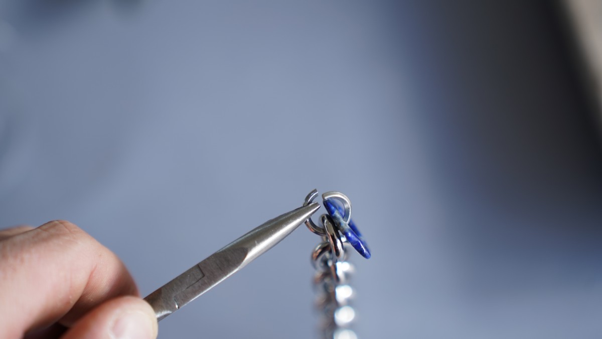 Bracelet et Collier grosse maille avec pierres naturelles : Etape 16