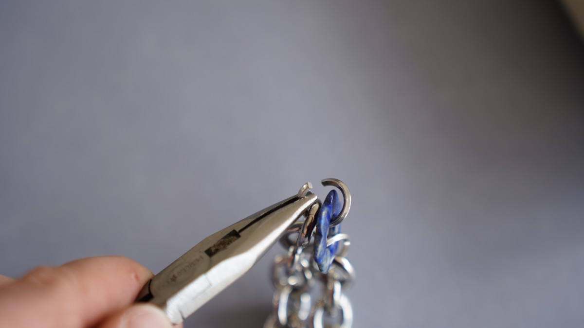 Bracelet et Collier grosse maille avec pierres naturelles : Etape 17