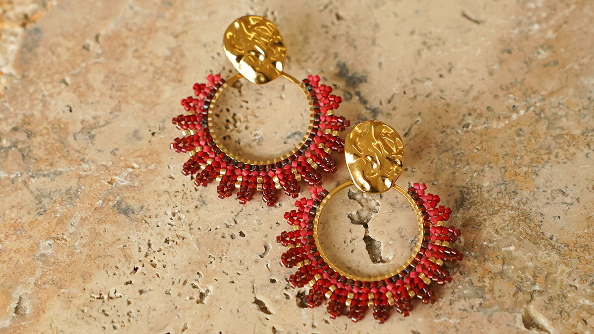 Schéma Boucles d'oreilles Soleil en Herringbone Schéma Boucles d'oreilles Soleil en Herringbone