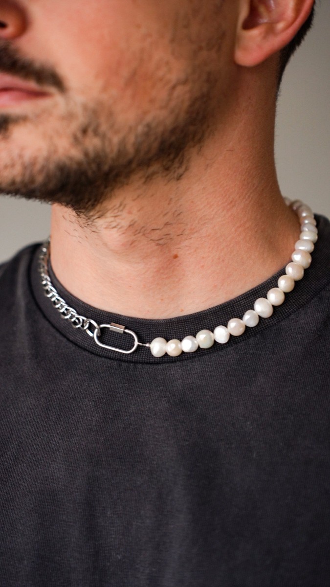 Schéma Collier de perles d'eau douce et chaîne gourmette