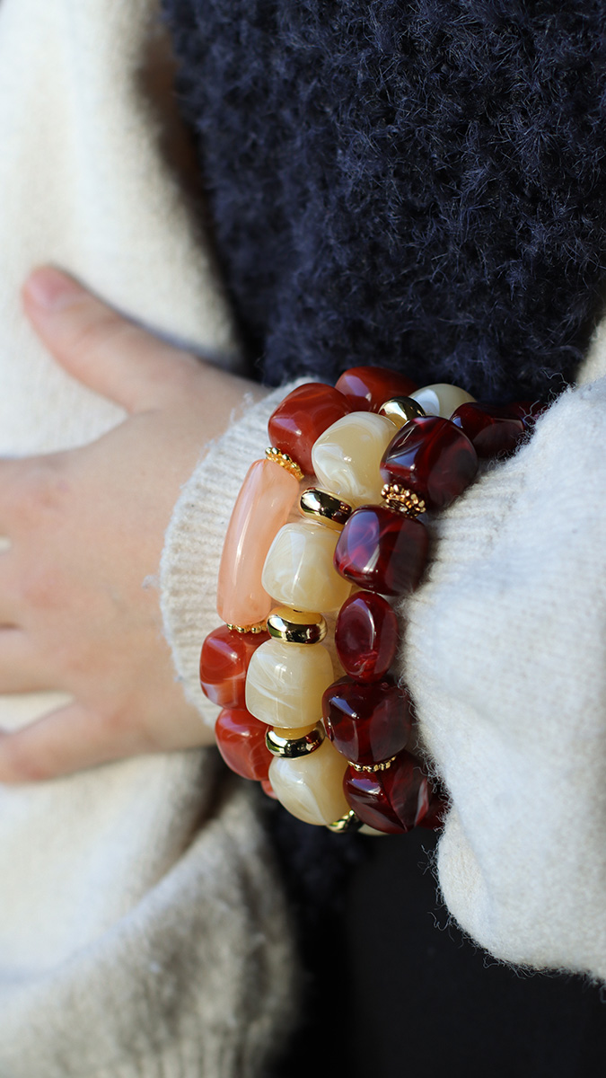 Schéma Bracelets perles cubes irrégulières en résine