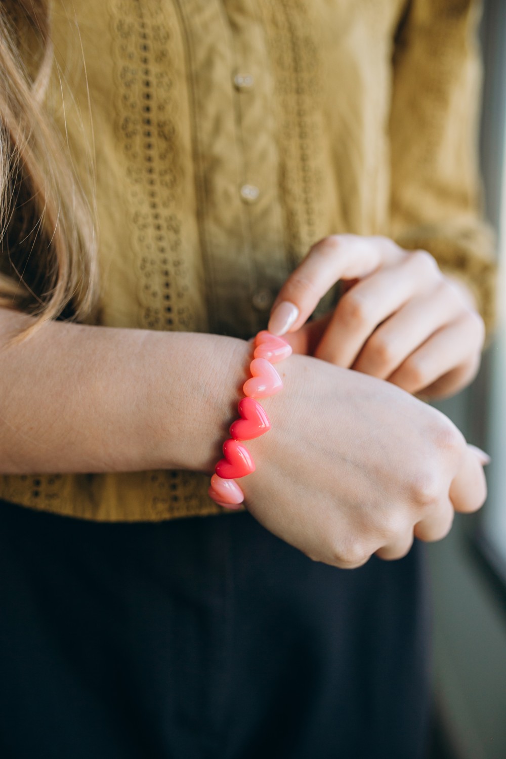 Schéma Collier perles cœur en résine