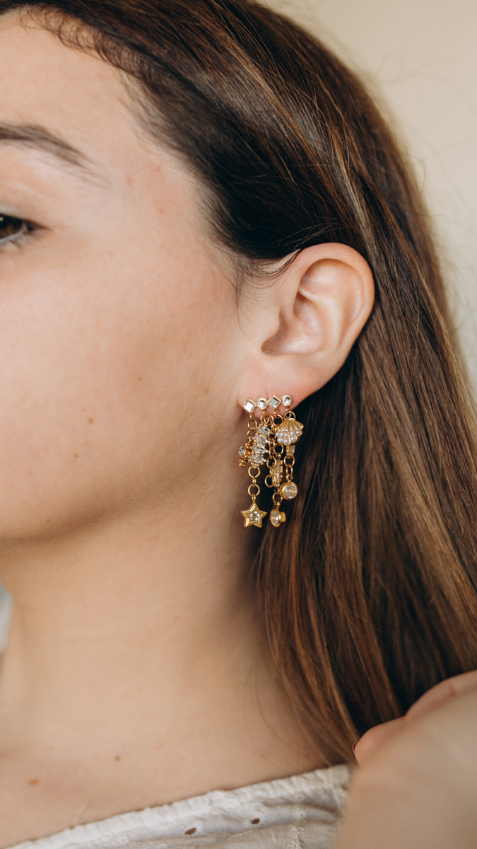 Boucles d'oreilles pendantes charms en acier inoxydable