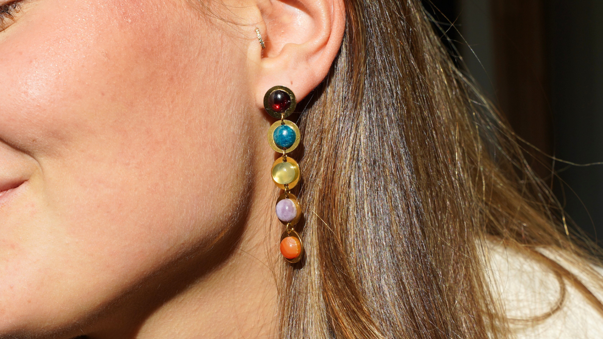 Schéma Boucles d'oreilles pendantes pierres gemmes