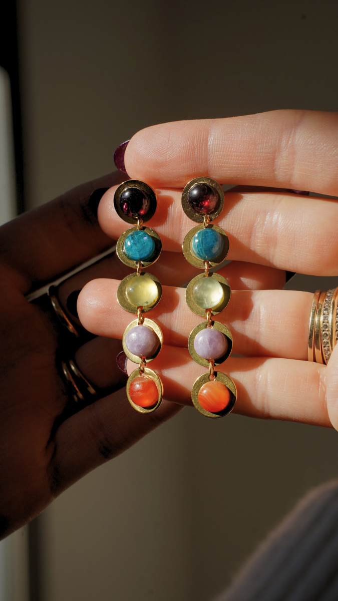 Schéma Boucles d'oreilles pendantes pierres gemmes