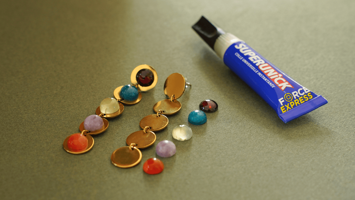 Boucles d'oreilles pendantes pierres gemmes : Etape 3