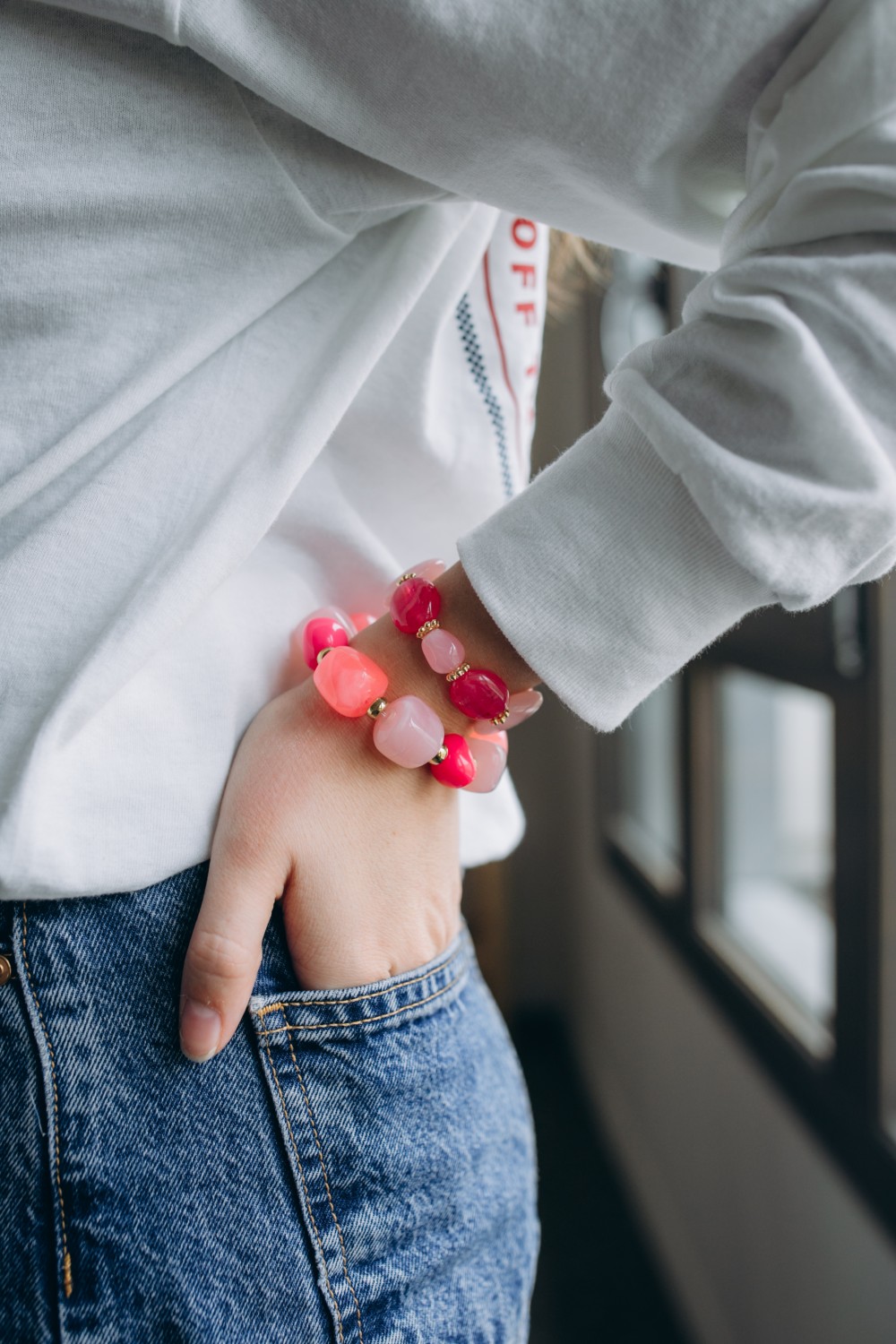 Schéma DIY Bracelet élastique avec perles roses