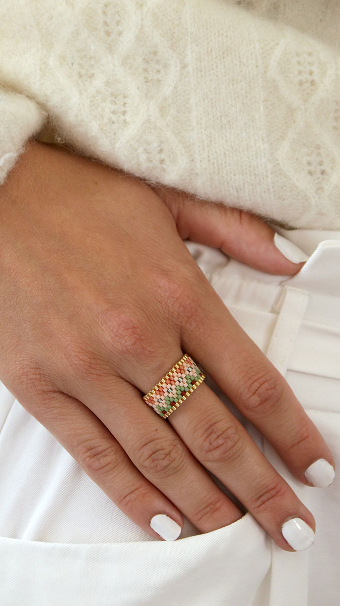 Bague en Peyote Pair avec Miyuki 11/0