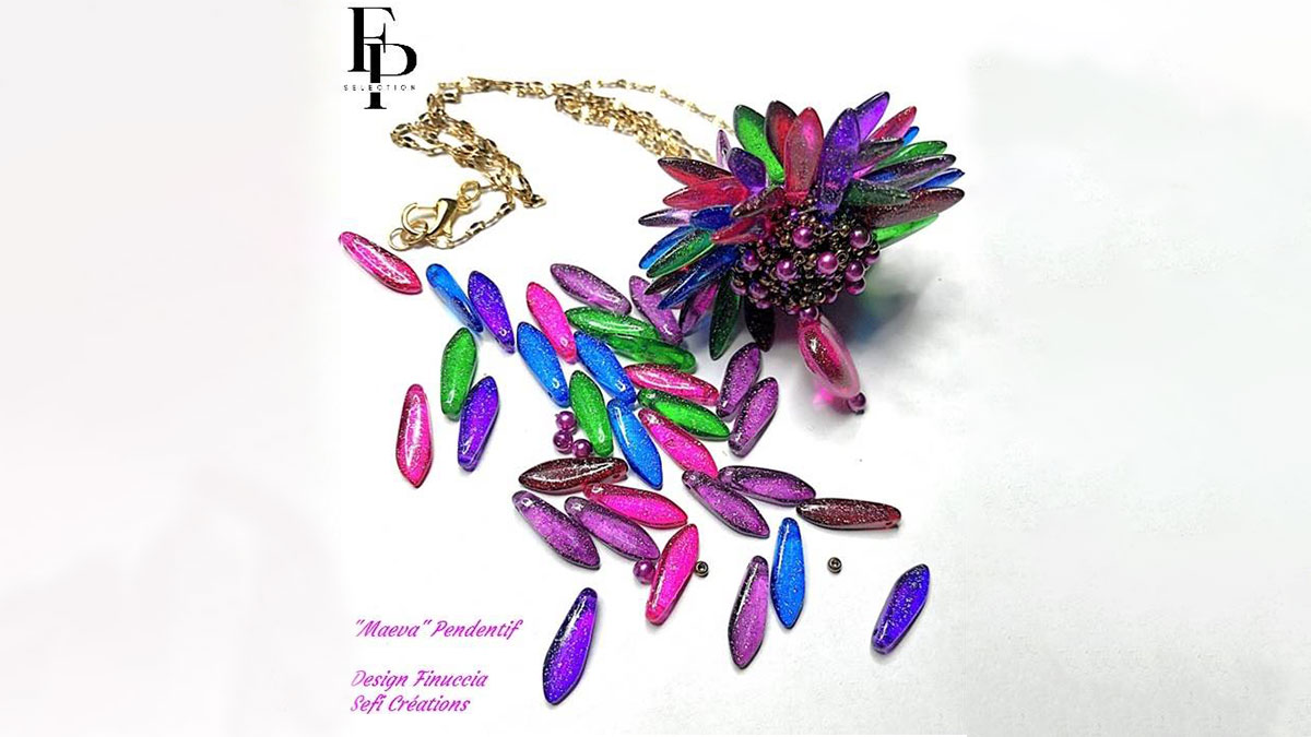Collier Pendentif Strass – Fait Main – Noir Et Cuivre – Design Original – Neuf Avec étiquettes