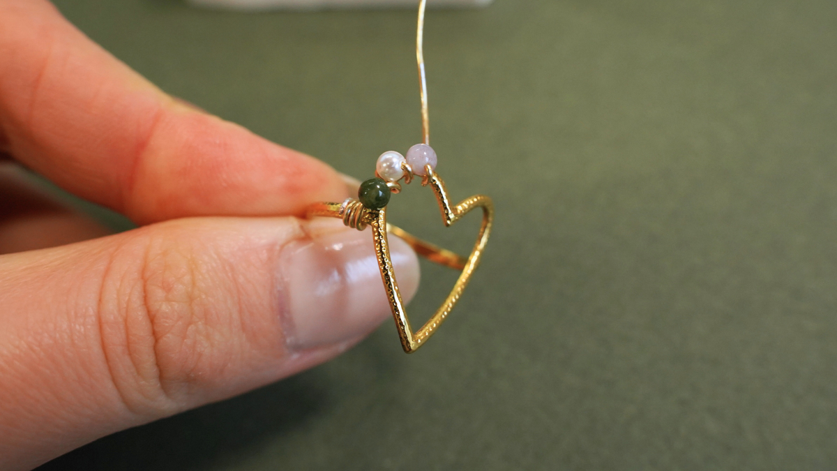 DIY Bague cœur et perles en pierre gemme : Etape 5