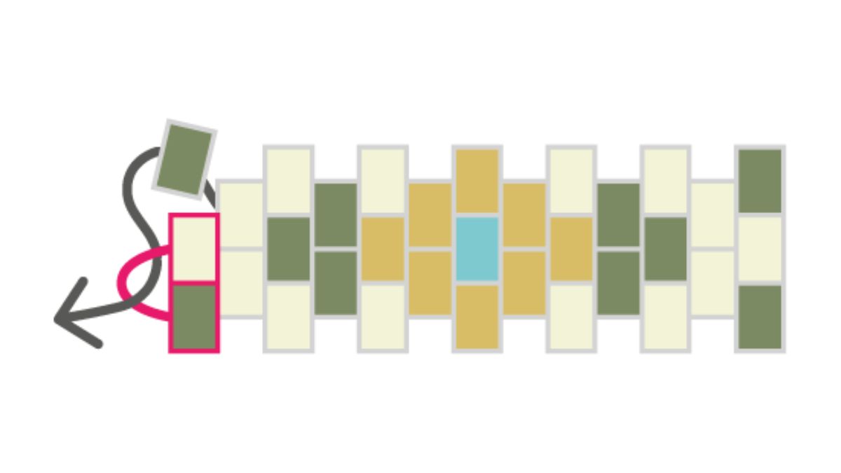 Manchette en tissage de perles Peyote Impair : Etape 6