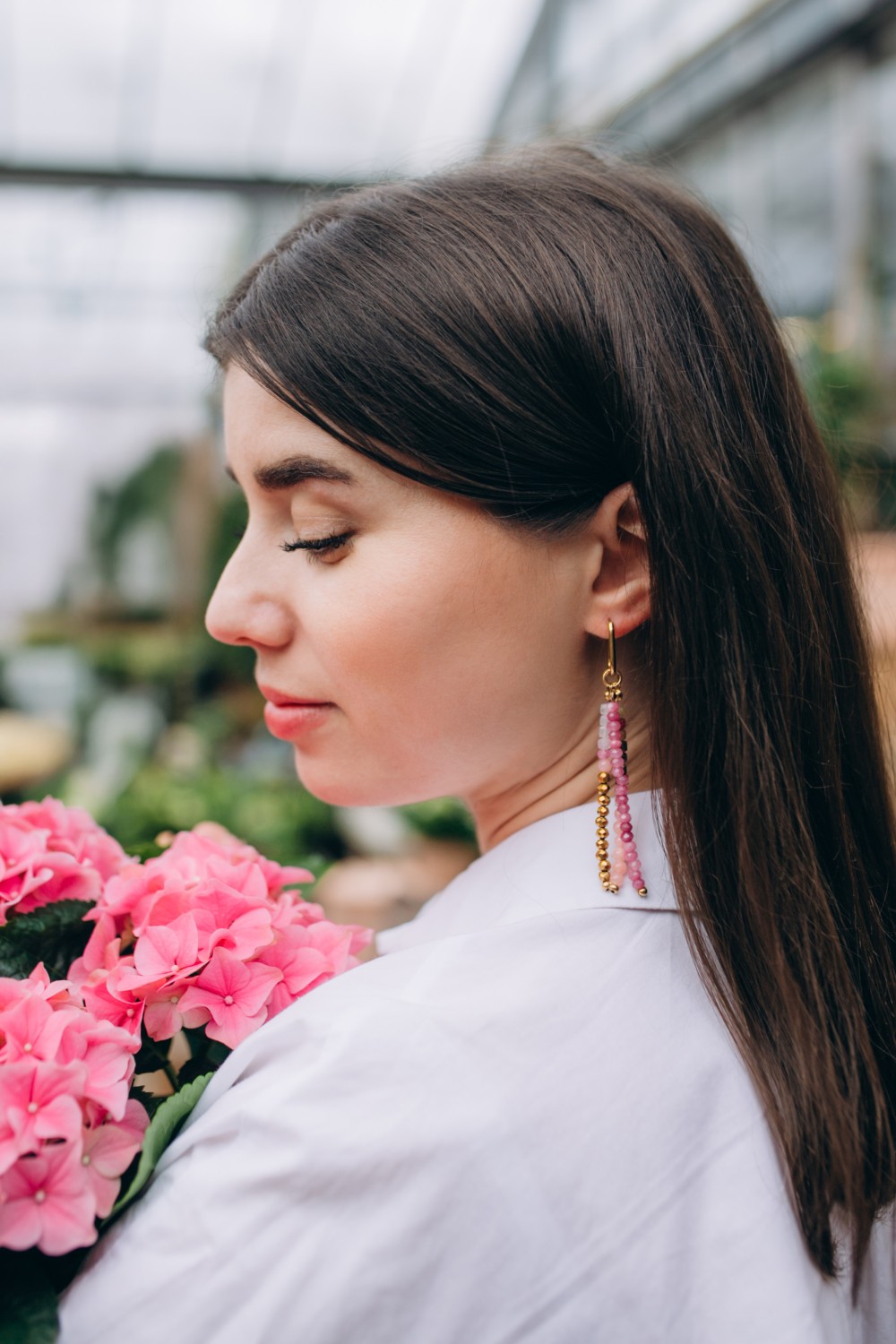 Boucles d'oreilles pendantes en pierre gemme
