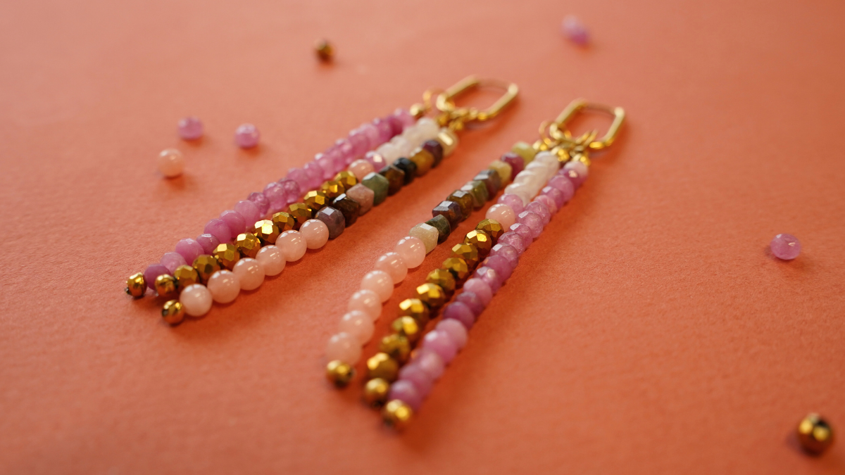 Boucles d'oreilles pendantes en pierre gemme : Etape 8