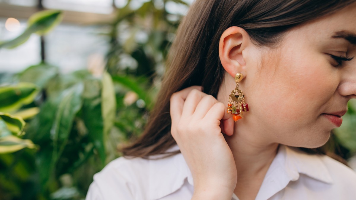 Boucles d'oreilles en acier inoxydable et breloques en pierres naturelles