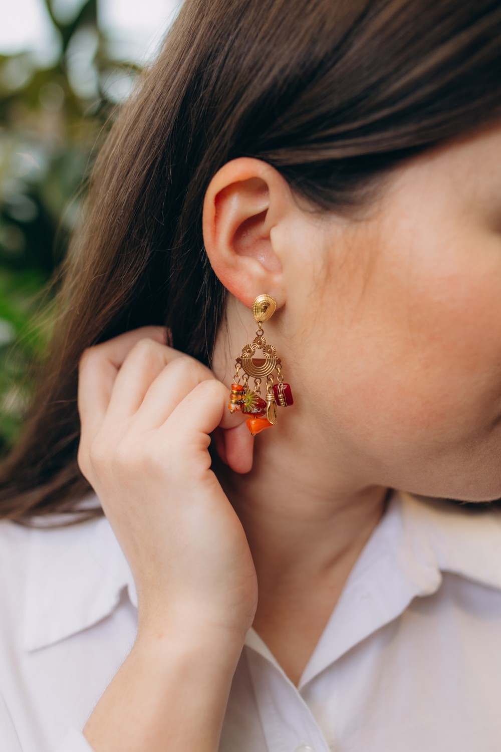 Schéma Boucles d'oreilles en acier inoxydable et breloques en pierres naturelles