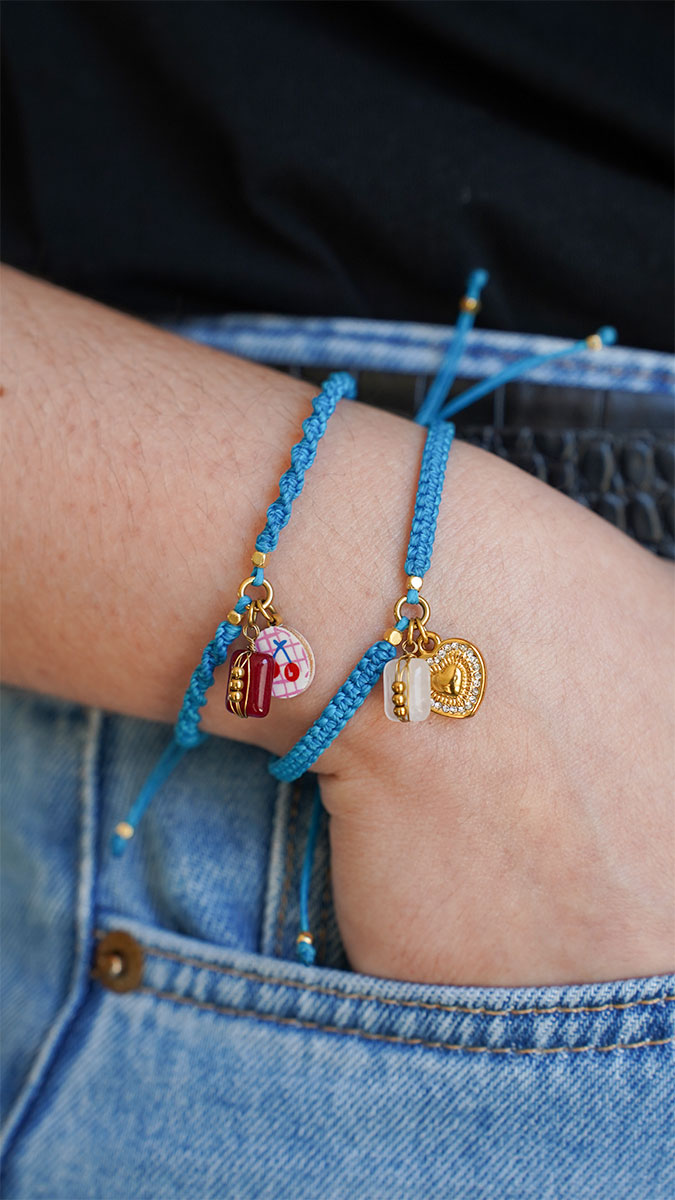 Schéma Bracelet micro macramé noeud plat et noeud spirale