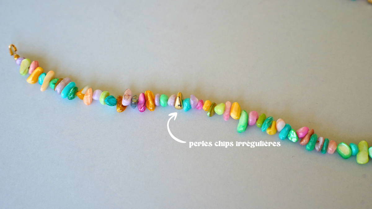 Collier perles mulitcolores et pendentif acier inox : Etape 3