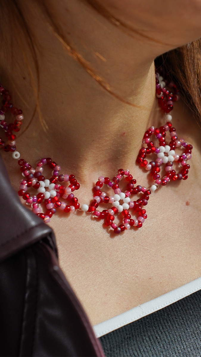 Schéma Collier tissage fleurs en perles rocailles Miyuki 6/0