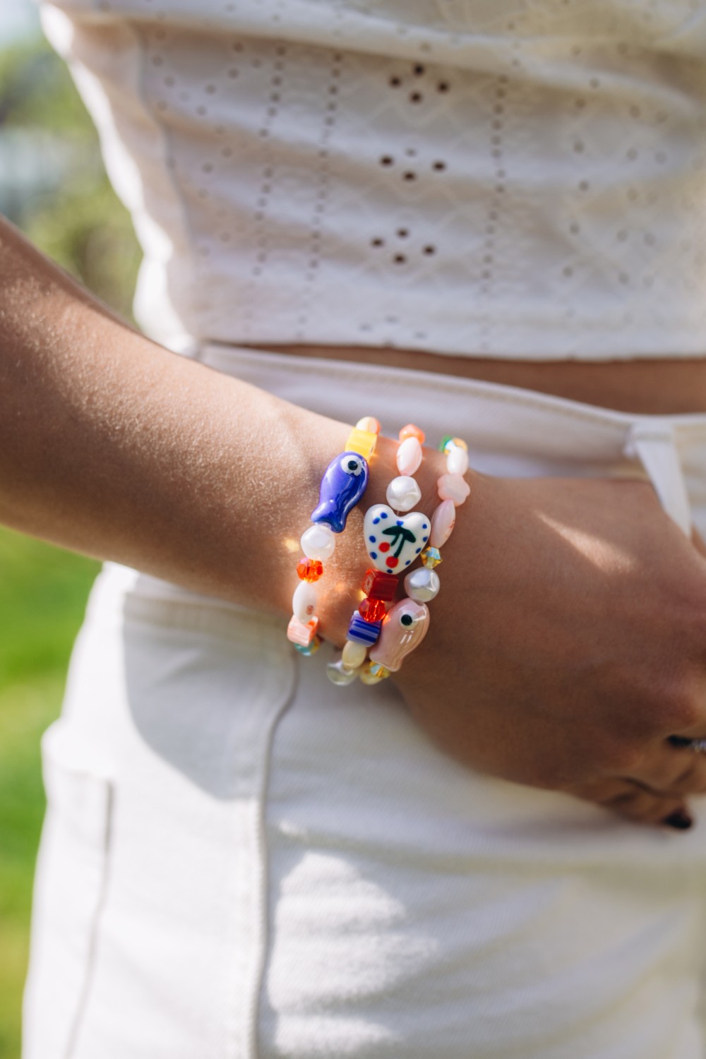DIY : Trio de bracelets colorés en perles céramiques, Millefiori et Preciosa