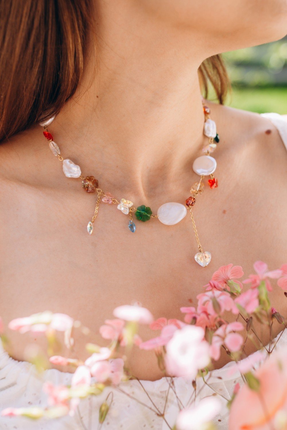 Schéma Collier cristaux PureCrystal et perles nacrées