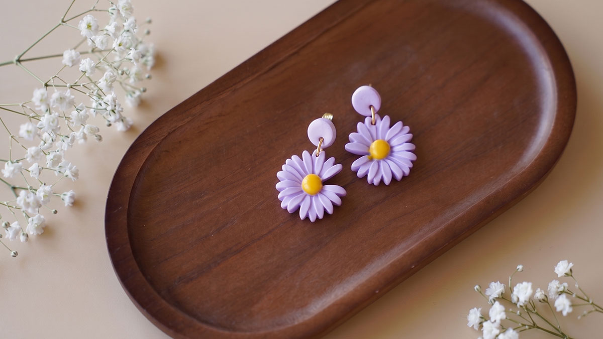 Boucles d'oreilles fleurs en polymère