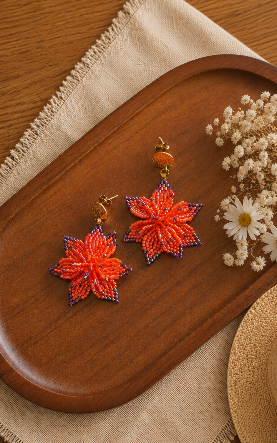 Schéma Boucles d'oreilles fleurs 7 pétales tissées