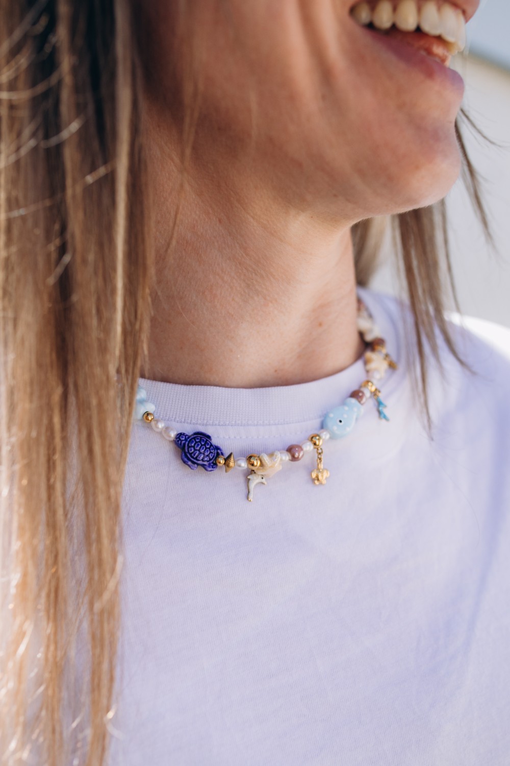 Schéma Collier avec perles céramiques et perles d'eau douce