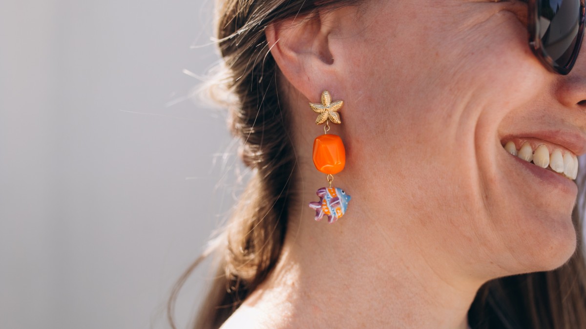 Schéma Boucles d'oreilles pendantes étoiles de mer et poissons