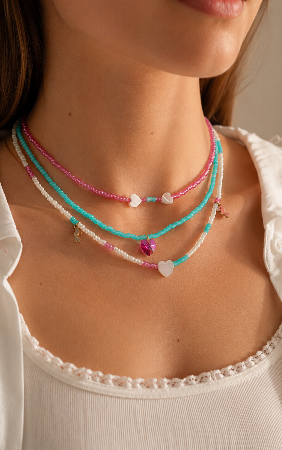 Schéma Trio de colliers d'été avec des perles Rocailles Preciosa
