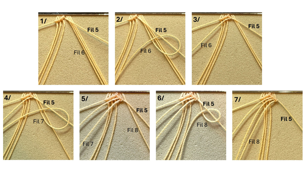 Bracelet en micro-macramé et breloques : Etape 4