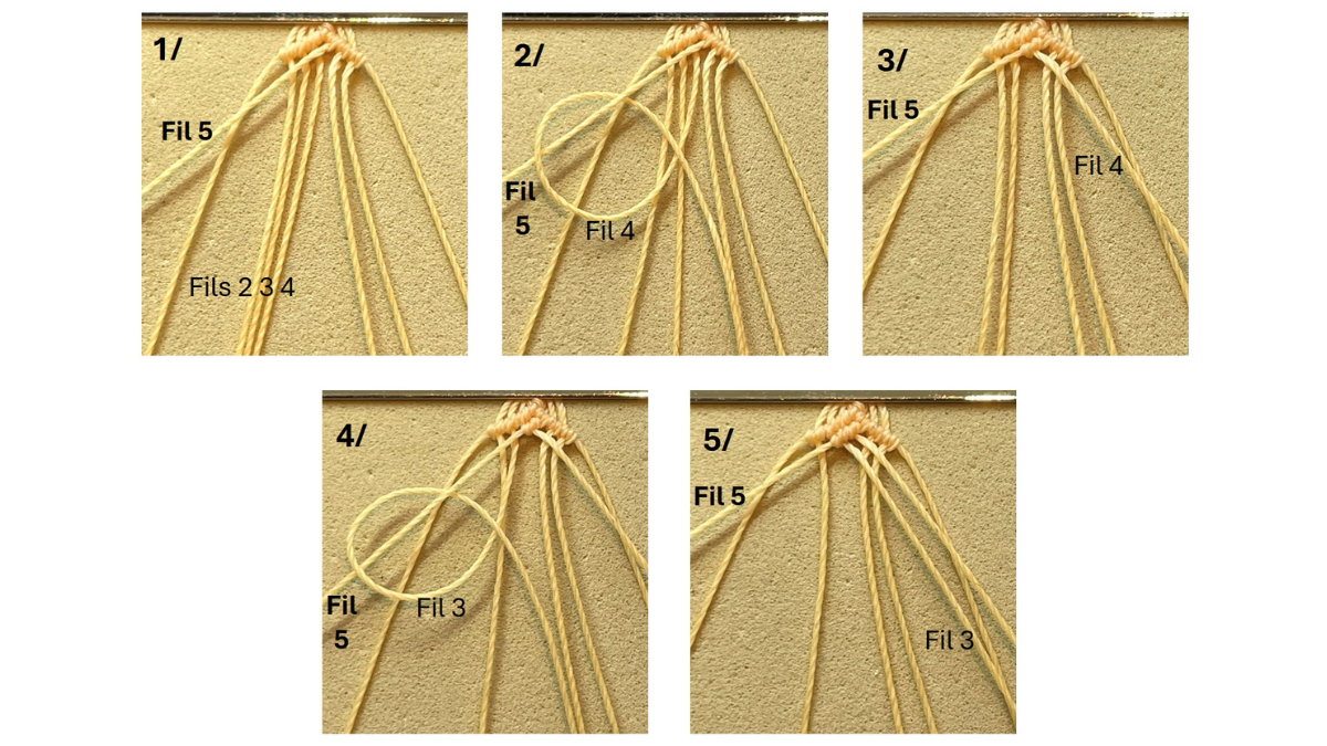 Bracelet en micro-macramé et breloques : Etape 5