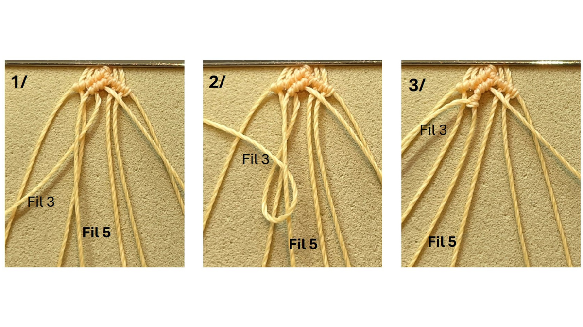Bracelet en micro-macramé et breloques : Etape 6