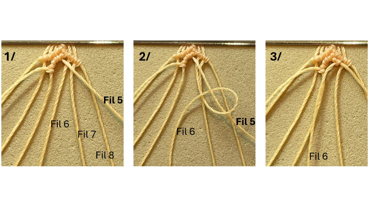Bracelet en micro-macramé et breloques : Etape 7