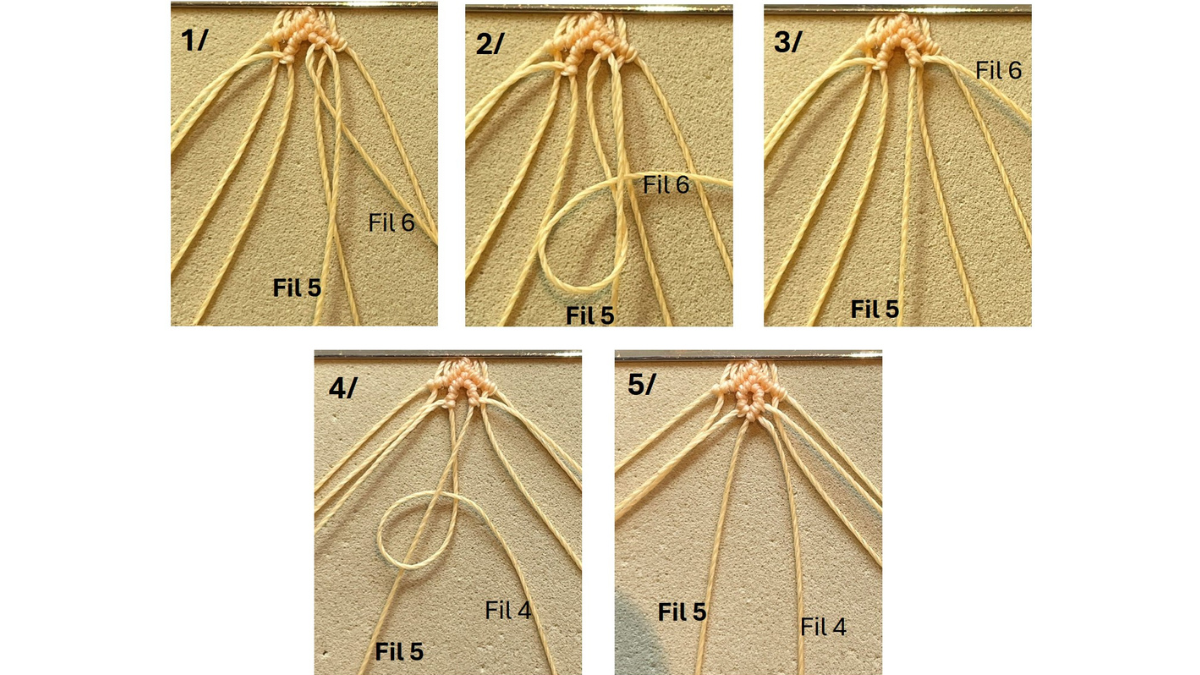 Bracelet en micro-macramé et breloques : Etape 8