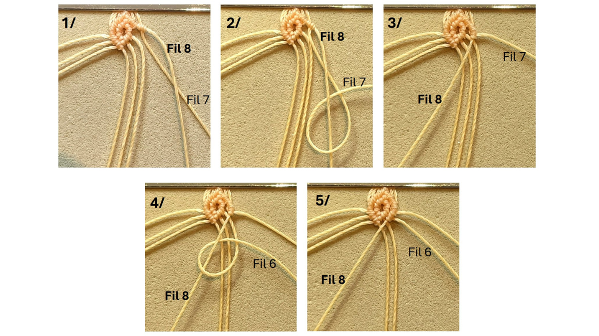 Bracelet en micro-macramé et breloques : Etape 10