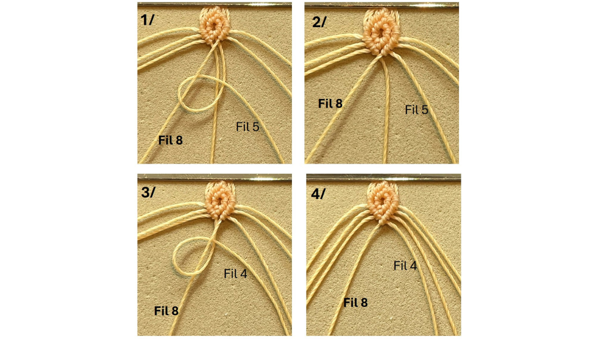 Bracelet en micro-macramé et breloques : Etape 11